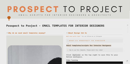 Prospect to Project: Email Scripts Database for Interior Designers